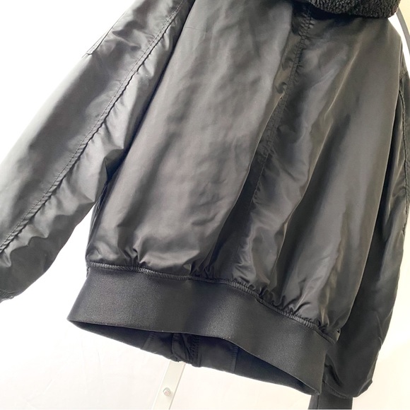 Women’s s Black utility military jacket sherpa lined hoodie - Picture 7 of 15